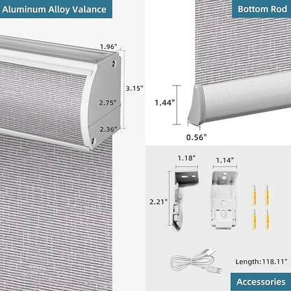 SmartWings Motorized Roller Shades Work with Homekit, Alexa Google, 100% Blackout Smart Blinds for Windows, Cordless Remote Control Window Shades, Safari Rock Grey, Customized Size