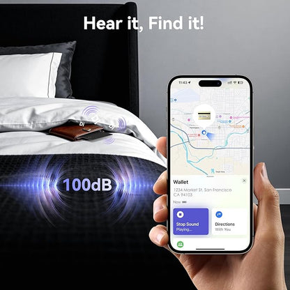 Wallet Tracker Card Air-Tag - Work with Apple Find My (iOS only), 0.07in Slim Tracking Card, IP68 Waterproof Bluetooth Tracker Finder, Apple MFi Certified, Item Locator for Luggage, Passports, Purse
