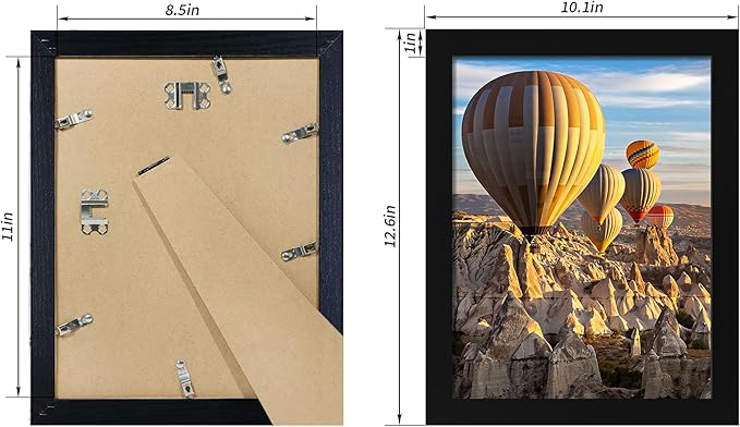 iRahmen 8.5x11 Picture Frame Set of 4, Wood Black Certificate Frame with Real Glass, Photo Frames 8.5 by 11 Diploma Document for Wall Hanging and Tabletop Display