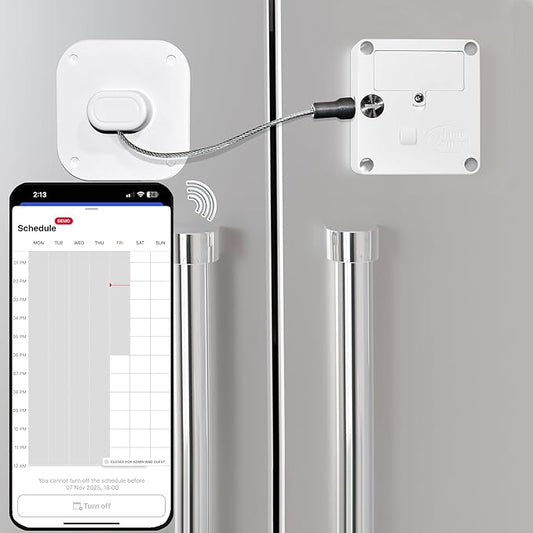 Bluetooth Lock for Fridge & Cabinets - Timed Lock Box to Reduce Access to Snacks, Food & Liquor - Smart App with Simple, Timer & Schedule Modes - Supports Focus & Healthy Habits
