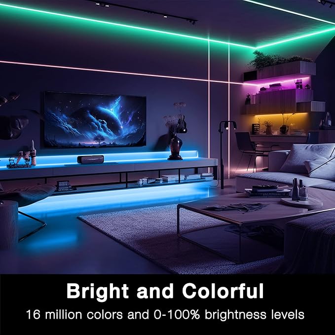 DAYBETTER RGB Led Light Strips Kit Compatible with Alexa and Google Assistant, Smart WiFi Led Strip Lights for Bedroom, Room, Decor, Kitchen, Home Party Decoration (50FT)