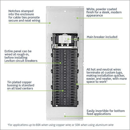 Leviton LP420-BPD 42 Space, 42 Circuit Indoor Load Center with 200 Amp Main Circuit Breaker