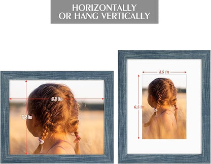Golden State Art, 8x10 Picture Frame with Mat for 5x7 Photo - High Definition Glass Wall Mounting or Tabletop Display (Blue, 1 Pack)