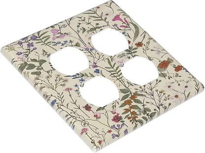 Decorative Outlet Covers Rustic Beige Wildflower Flowers 2 Gang Wall Plate Cover Double Duplex Receptacle Two Switch Light Switch Cover Plate Jumbo Dual Faceplate for Home Decor