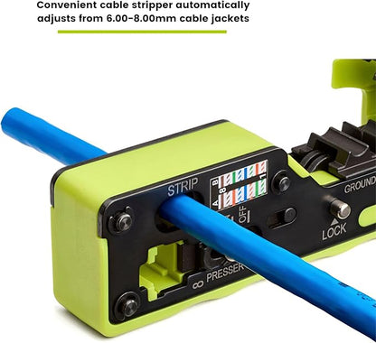 trueCABLE Crimp Tool for Pass Through RJ45 - All-in-One Ethernet Crimper, Cutter, Stripper - Works with Cat5e, Cat6, Cat6A Shielded and Unshielded Connectors