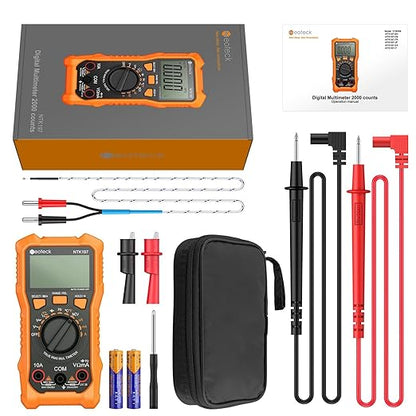 Neoteck 2000 Counts Digital Multimeter Voltmeter Tester with NCV, LCD for AC/DC Voltage&Current, Resistance, Capacitance, Live Wire, Frequency, Temperature, Duty Cycle, Continuity, Diode Measuring