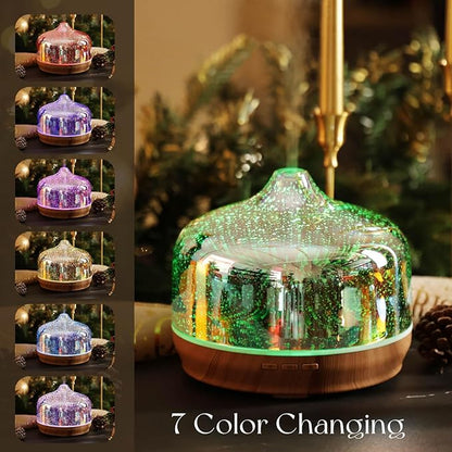 Porseme 500ml Glass Essential Oil Diffuser Aromatherapy Ultrasonic Cool Mist Humidifier 15-21 Running Hours Diffusers with Remote Control for Sleeping Yoga Office Working Spa and Rest