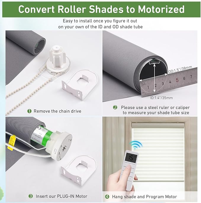 DM25LEU/S -1.1/28 Bi-Directional Battery Motor for Roller Shades - Quiet, Wireless, and Easy to Install