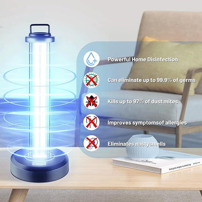 38W UV Sanitizer Light, Portable Ultraviolet Light with 3-Gear Timer, 110V, 99.99% UVC Ozone Free UV Lamp for Home, Office, Hotel, School