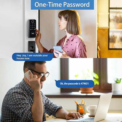 Fingerprint Smart Door Lock with Heavy Duty Handleset, Keyless Entry Door Lock, Electronic Keypad Deadbolt Locks, App Control for Front Door, Home (Matte Black)