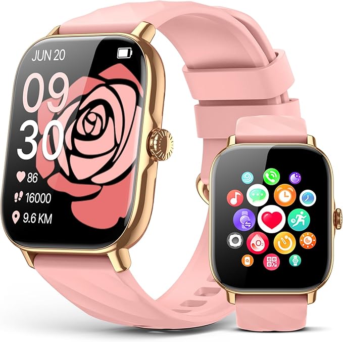 Smart Watches Fitness Tracker for Men Women with Step Counter, Sleep / Calorie Monitor, Pedometer, IP68 Waterproof, 120+ Sports for iPhone Android, 1.91”HD Touchscreen Smartwatch (Casual, Pink, 1.91)