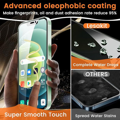 3+3 Pack Privacy Screen Protector for iPhone 12 6.1-Inch with 3 Pack Camera Lens Protector, Anti Spy Tempered Glass Film 9H Hardness Bubble Free Case Friendly