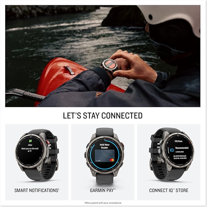 Garmin fēnix® 8 Pro, 47mm, AMOLED Display, Premium Connected Multisport GPS Smartwatch, inReach® Technology, Sapphire, Titanium with Graphite/Black Silicone Band