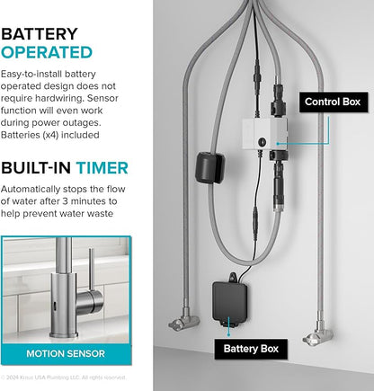 KRAUS Bolden Motion Sensor Single Handle Pull Down Touchless Kitchen Faucet in Matte Black, KSF-1616MB