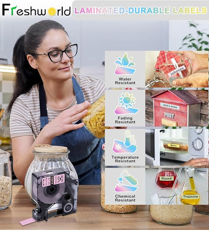 Freshworld Compatible with Dymo D1 Label Tape Multicolored Refills,Black on White/Baby Pink/Lavender/Blue/Lemon Yellow/Mint Green,for LabelManager 160 210D 260P 280 360D 420P PnP,1/2 in x 23 Ft,6-Pack