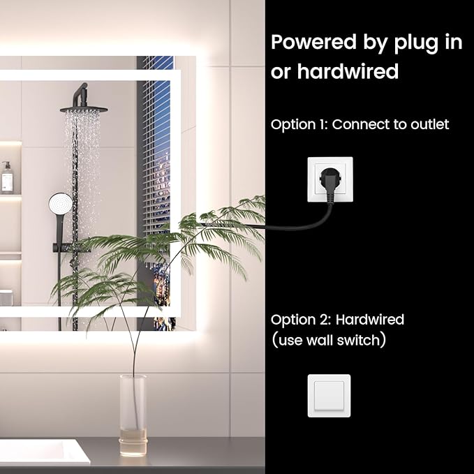 36X36 LED Bathroom Mirror with Lights, Anti-Fog, Backlit + Front Lit (CRI>90), Lighted Bathroom Vanity Mirror for Wall, Memory Function, Dimmable, Tempered Glass, Shatter-Proof