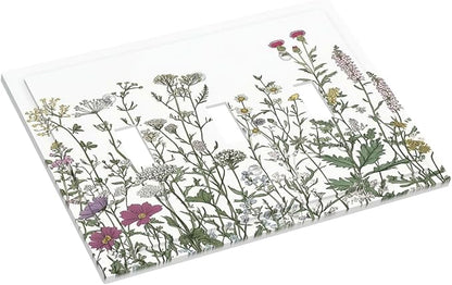 Vintage Herbs Wildflowers Plant Floral Decorative Switch Plates 3 Gang Wall Plate Triple Toggle Light Switch Cover Faceplate Electrical Wall Panels For Bed Room Home Decor