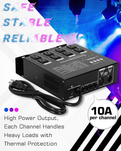 Dmx Dimmer Pack,4 Channel Dmx512 Dimmer Pack， Lighting Controller, Dimmer Pack Suitable for Stage Lighting Control