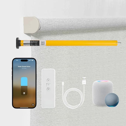 Smart Blinds Motor for 1.5"(38mm) Shade Tube Work with Homekit, Build with Matter Over Thread, Type-C Rechargeable Roller Shade Motor, Work with HomeKit, Home Assistant, Alexa, Motorized Blinds