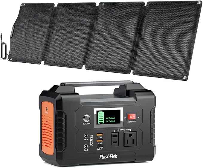 Portable Power Station With Solar Panel Included, Flashfish 200W Solar Generator+60W Solar Panel(DC Output),Backup Power Emergency Power Supply For Home Blackout/RV/Camping
