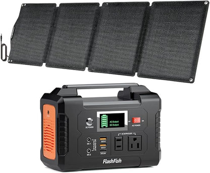 Portable Power Station With Solar Panel Included, Flashfish 200W Solar Generator+60W Solar Panel(DC Output),Backup Power Emergency Power Supply For Home Blackout/RV/Camping