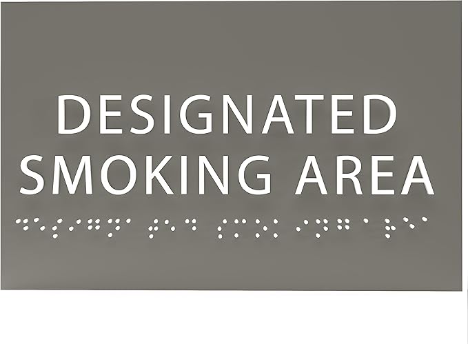 6" X4" Designated Smoking Area Sign - ADA Compliant Tactile Graphics Grade 2 Braille Text | Smoking Permitted Wall Signs for Offices, Private Businesses, Schools, and Restaurants