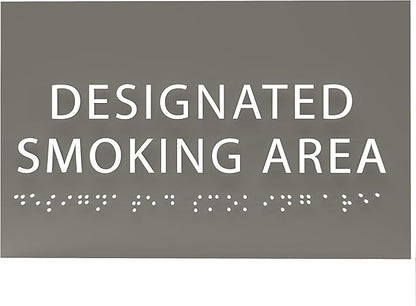 6" X4" Designated Smoking Area Sign - ADA Compliant Tactile Graphics Grade 2 Braille Text | Smoking Permitted Wall Signs for Offices, Private Businesses, Schools, and Restaurants