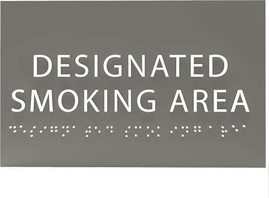 6" X4" Designated Smoking Area Sign - ADA Compliant Tactile Graphics Grade 2 Braille Text | Smoking Permitted Wall Signs for Offices, Private Businesses, Schools, and Restaurants