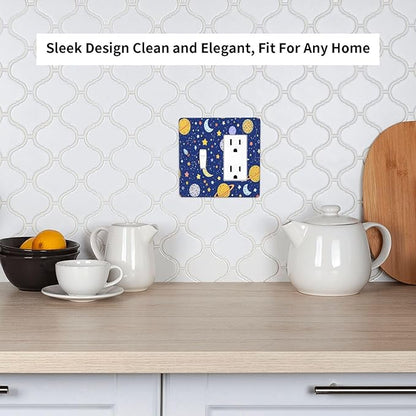 Stars Starry Night Sun Moon Planet Constellations Outlet Covers 1 Toggle 1 Rocker Combination Light Switch Cover Plate Decorative Wall Plate Electrical Switch Plates for Bedroom Bathroom