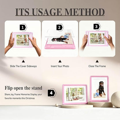 5x7 Picture Frame, Clear Acrylic Photo Frame with White Mat for 4x6 Photos, One-Piece Shatterproof Tool-Free Design, UV-Resistant Waterproof Tabletop Frame for Home Office Decor with 10-Year Warranty