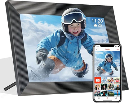 Frameo 10.1 Inch Smart WiFi Digital Photo Frame,Digital Picture Frame with 16GB Storage & SD Slot, Electronic Picture Frame IPS Touch Screen with Auto-Rotate, Frameo Digital Frame WiFi - Black