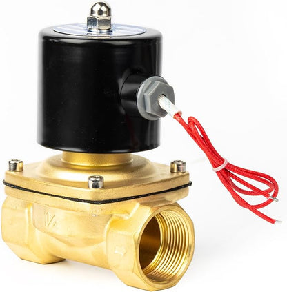 U.S. Solid 1-1/4" Solenoid Valve - 110V AC Brass Electric Solenoid Valve, Normally Closed, Viton Seal