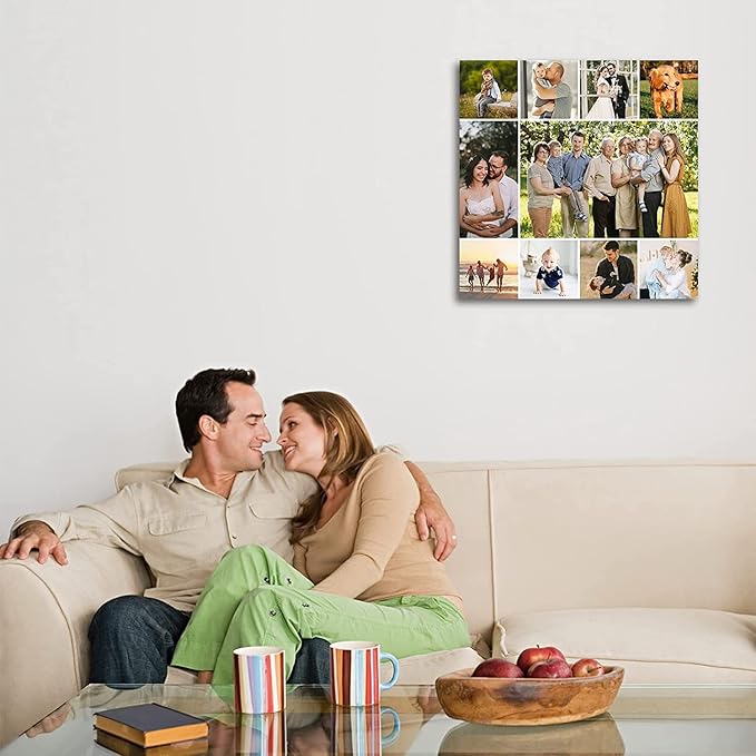 10 Picture Collage Canvas Prints Personalized Multi Photo Wall Art Custom Your Image to Canvas Customized Family Gifts Home Decor (Collage Photo-7, Framed)