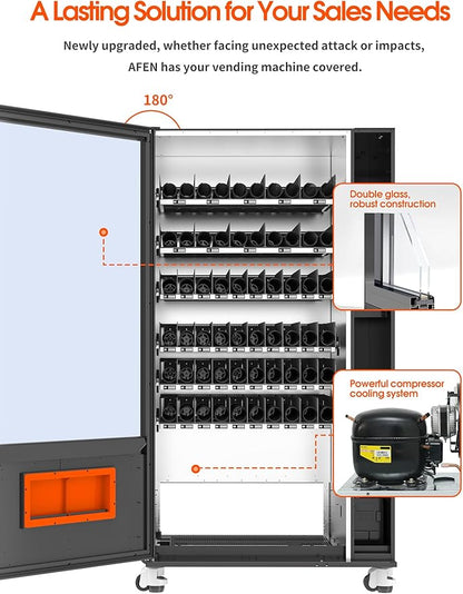 Afen Commercial Snack & Drink Combo Vending Machine, 60 Slot Refrigerated Soda Vending Machine for Business Durable Bulk Supplier, with Bill & Coin Acceptor