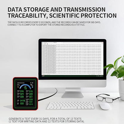 AUNMAS Air Quality Monitor Indoor, CO2 TVOC HCHO PM2.5 PM10 Temp Humid Detect Tester Meter for Home Hotel Office Car