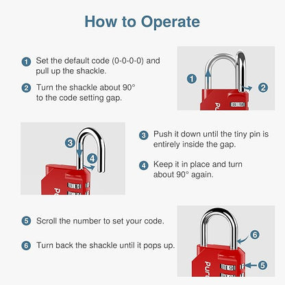 Puroma 2 Pack Combination Lock 4 Digit Outdoor Waterproof Padlock for School Gym Locker, Sports Locker, Fence, Toolbox, Gate, Case, Hasp Storage (Red)