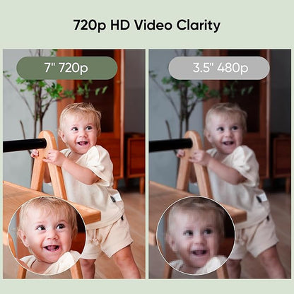 bonoch MegaView Baby Monitor with 2 Cameras, 7" 720P HD Split Screen Baby Monitor No WiFi, Video Monitor with Camera and Audio, 6000mAh, VOX Mode, 2 Way Audio, Remote PTZ, Night Vision