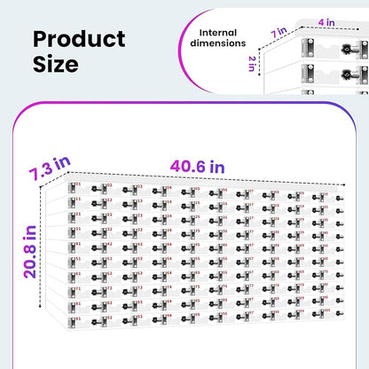 100 Slots Cell Phone Locker Box, Clear Phone Storage, Acrylic Cell Phone Lock Box with Door Locks and Keys, Wall Mounted Cell Phones Cabinet for Office School Classroom Factory