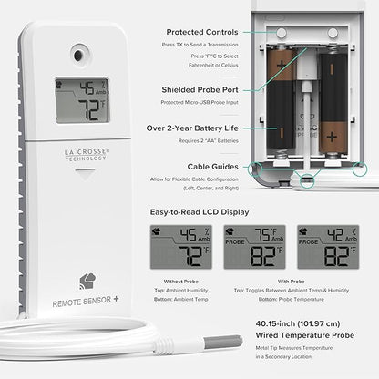 Temp Tracker Probe Wi-Fi Alert System with The Bridge Gateway and a Temperature Probe Sensor with Ambent Temperature and Humidity