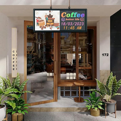 P6 40″ × 18″ Wi‑Fi Programmable Outdoor Full‑Color LED Sign – Waterproof, Easy to Use, Supports Text, Images & Video Advertising