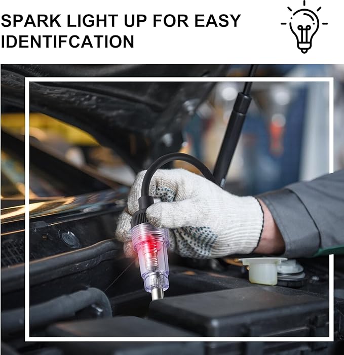 SINGARO Inline Spark Plug Tester, Plug-in Engine Ignition Tester, Car Exterior Accessories, Automobile, Lawn Mower,Engine Verification-Armature Diagnostic Test Tool