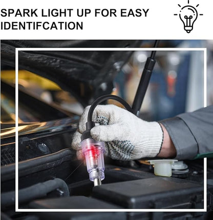 SINGARO Inline Spark Plug Tester, Plug-in Engine Ignition Tester, Car Exterior Accessories, Automobile, Lawn Mower,Engine Verification-Armature Diagnostic Test Tool