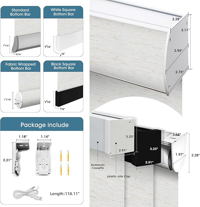 SmartWings Motorized 100% Blackout Shades Blinds, Custom Size, Cordless Window Shades with Rechargeable Battery, Work with Matter/Apple HomeKit, Alexa, Thread/Zigbee, Remote Optional, Linen White