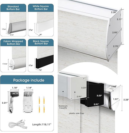 SmartWings Motorized 100% Blackout Shades Blinds, Custom Size, Cordless Window Shades with Rechargeable Battery, Work with Matter/Apple HomeKit, Alexa, Thread/Zigbee, Remote Optional, Linen White