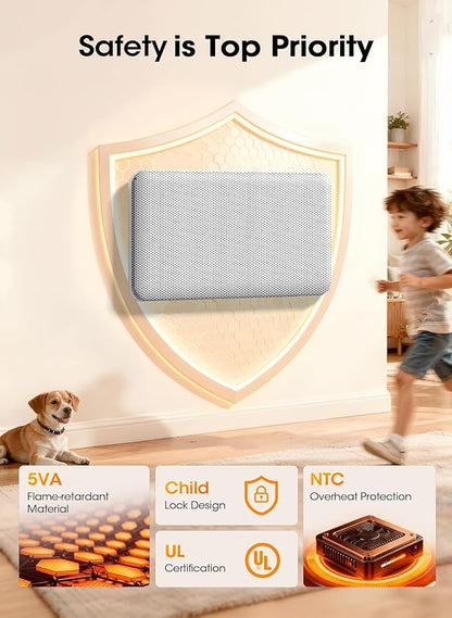Convection Panel Space Heater Indoor Use, Large Room Electric Heater with Wifi App Control, Smart Mica Infrared Heater with Programmable Thermostat, Wall Mount or Standing, Quiet & Eco, 1500W