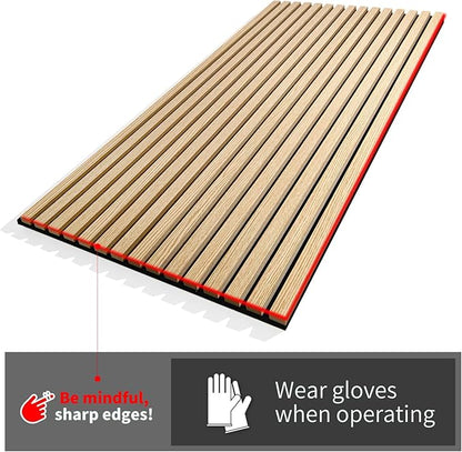 Art3d 6-Piece Wood Slat Acoustic Panels for Stylish Decor and Noise Reduction, 3D Textured Panel for Ceiling and Wall, Matte Black