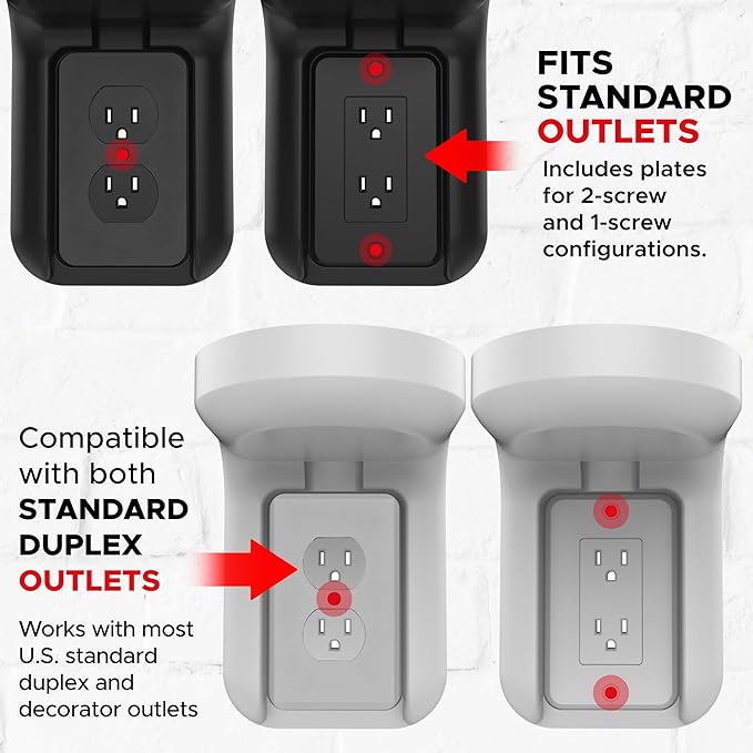 Sound Bass ERA100 Shelf Wall Outlet AC, Black, Home, Compatible with Sonos ERA 100, Plug Mount Organizer, Bathroom, Kitchen, Bedrooms, Cord Management, Easy Installation, Mounting Kit Included