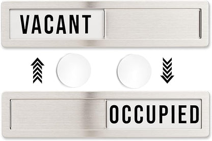 Stainless Steel Vacant/Occupied Privacy Sign for In Out Office Room Use, Vacant and Occupied Bathroom or Business Indicator Signs - All Metal Professional Design