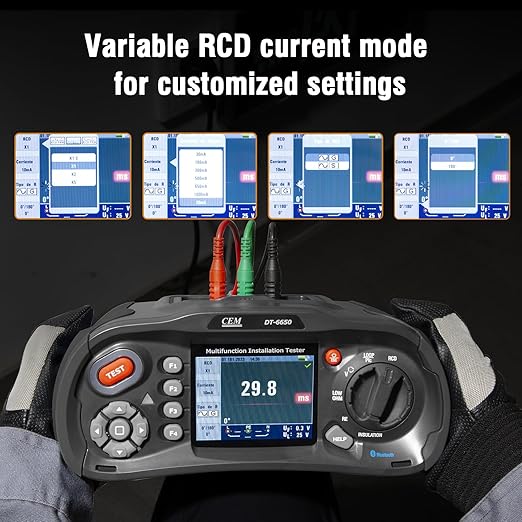 CEM T.ax Included DT-6650 Multifunction Installation Tester with 3.5" TFT Color LCD Display,Voltage,Insulation Resistance,Earth Resistance,Loop impedance,Loop impedance,RCD,PFG, PSC Support 400V TN