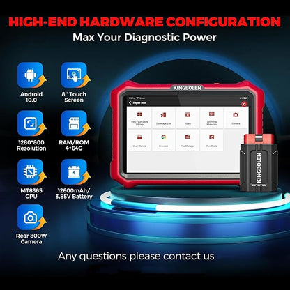 KINGBOLEN K8 Pro OBD2 Scanner Bluetooth 2025 Bidirectional Scan Tool with Lifetime Update(New Model) 8'' All System Diagnostic Tool, ECU Code, 34+ Reset, CANFD&DOIP, V.A.G Guide, FCA AutoAuth